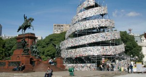 Tower Babel made of books, Buenos Aires