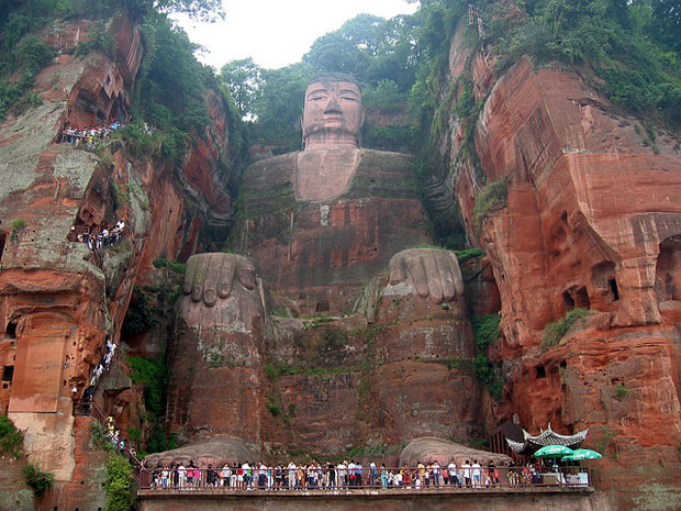 Giant Buddha statue front view Giant Buddha statue front view