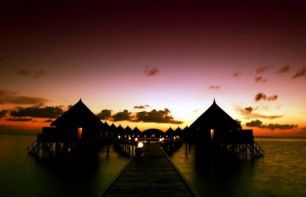 Sunset over Angaga Island Resort & Spa