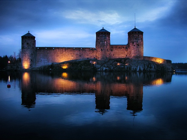 Olavinlinna Castle at Night