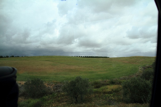 Andalusian countryside from a window