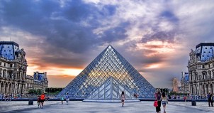 Paris Museum Louvre sunset